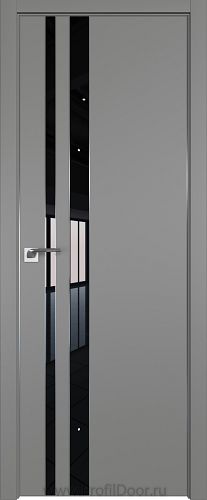 Дверь Profil Doors 116E цвет Грей кромка Матовый Алюминий с 4-х сторон стекло Lacobel Черный лак