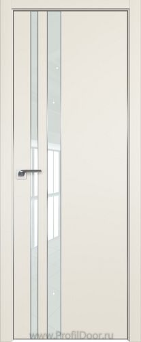 Дверь Profil Doors 116E цвет Магнолия Сатинат кромка Матовый Алюминий с 4-х сторон стекло Lacobel Белый лак