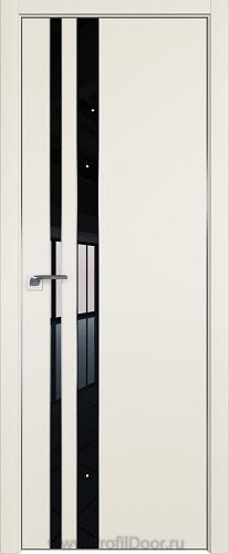 Дверь Profil Doors 116E цвет Магнолия Сатинат кромка Матовый Алюминий с 4-х сторон стекло Lacobel Черный лак