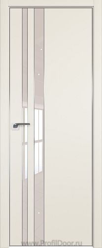 Дверь Profil Doors 116E цвет Магнолия Сатинат кромка Матовый Алюминий с 4-х сторон стекло Lacobel Перламутровый лак