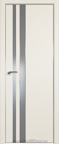 Дверь Profil Doors 116E цвет Магнолия Сатинат кромка Матовый Алюминий с 4-х сторон стекло Lacobel Серебро Матлак