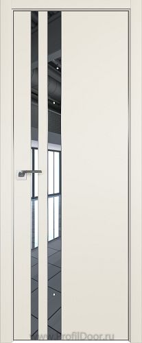 Дверь Profil Doors 116E цвет Магнолия Сатинат кромка Матовый Алюминий с 4-х сторон стекло Зеркало