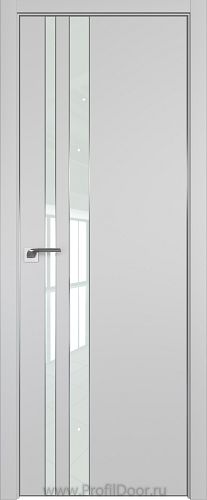 Дверь Profil Doors 116E цвет Манхэттен кромка Матовый Алюминий с 4-х сторон стекло Lacobel Белый лак