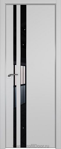 Дверь Profil Doors 116E цвет Манхэттен кромка Матовый Алюминий с 4-х сторон стекло Lacobel Черный лак