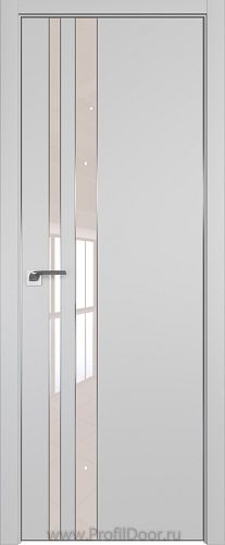 Дверь Profil Doors 116E цвет Манхэттен кромка Матовый Алюминий с 4-х сторон стекло Lacobel Перламутровый лак