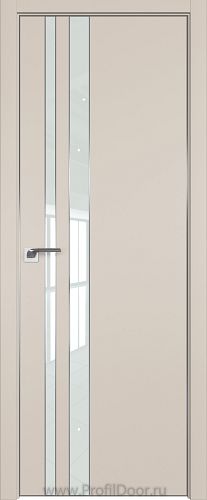 Дверь Profil Doors 116E цвет Санд кромка Матовый Алюминий с 4-х сторон стекло Lacobel Белый лак