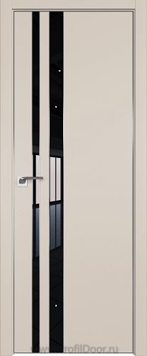 Дверь Profil Doors 116E цвет Санд кромка Матовый Алюминий с 4-х сторон стекло Lacobel Черный лак