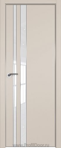 Дверь Profil Doors 116E цвет Санд кромка Матовый Алюминий с 4-х сторон стекло Lacobel лак Классик