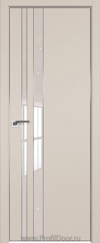 Дверь Profil Doors 116E цвет Санд кромка Матовый Алюминий с 4-х сторон стекло Lacobel Перламутровый лак