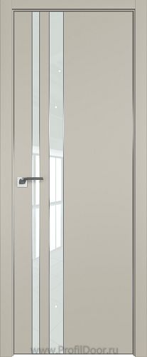 Дверь Profil Doors 116E цвет Шеллгрей кромка Матовый Алюминий с 4-х сторон стекло Lacobel Белый лак