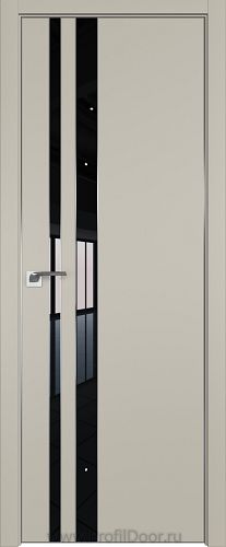 Дверь Profil Doors 116E цвет Шеллгрей кромка Матовый Алюминий с 4-х сторон стекло Lacobel Черный лак