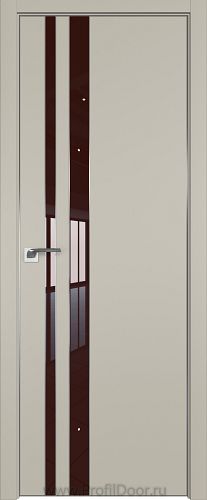 Дверь Profil Doors 116E цвет Шеллгрей кромка Матовый Алюминий с 4-х сторон стекло Lacobel Коричневый лак