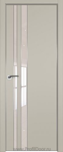 Дверь Profil Doors 116E цвет Шеллгрей кромка Матовый Алюминий с 4-х сторон стекло Lacobel Перламутровый лак