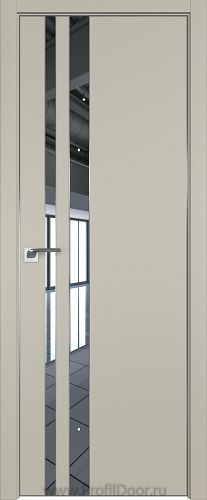 Дверь Profil Doors 116E цвет Шеллгрей кромка Матовый Алюминий с 4-х сторон стекло Зеркало