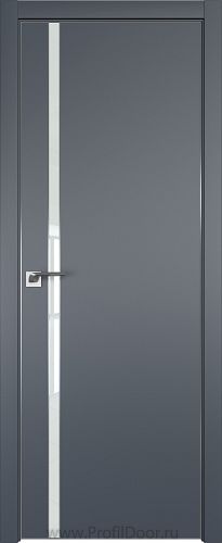 Дверь Profil Doors 122E цвет Антрацит кромка Матовый Алюминий с 4-х сторон стекло Lacobel Белый лак