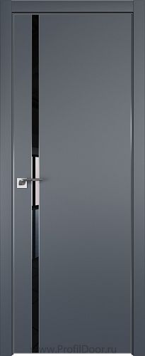 Дверь Profil Doors 122E цвет Антрацит кромка Матовый Алюминий с 4-х сторон стекло Lacobel Черный лак