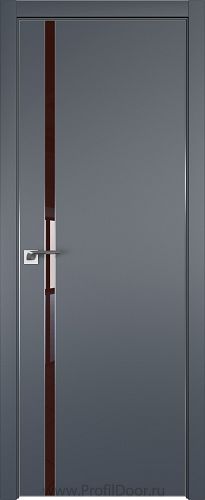 Дверь Profil Doors 122E цвет Антрацит кромка Матовый Алюминий с 4-х сторон стекло Lacobel Коричневый лак