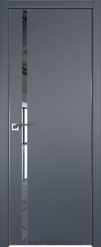 Дверь Profil Doors 122E цвет Антрацит кромка Матовый Алюминий с 4-х сторон стекло Зеркало