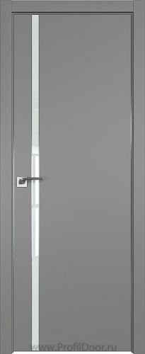 Дверь Profil Doors 122E цвет Грей кромка Матовый Алюминий с 4-х сторон стекло Lacobel Белый лак
