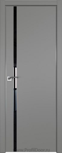 Дверь Profil Doors 122E цвет Грей кромка Матовый Алюминий с 4-х сторон стекло Lacobel Черный лак