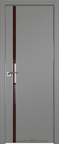 Дверь Profil Doors 122E цвет Грей кромка Матовый Алюминий с 4-х сторон стекло Lacobel Коричневый лак