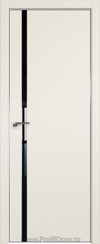 Дверь Profil Doors 122E цвет Магнолия Сатинат кромка Матовый Алюминий с 4-х сторон стекло Lacobel Черный лак