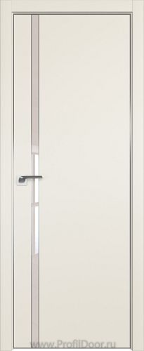 Дверь Profil Doors 122E цвет Магнолия Сатинат кромка Матовый Алюминий с 4-х сторон стекло Lacobel Перламутровый лак