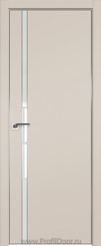 Дверь Profil Doors 122E цвет Санд кромка Матовый Алюминий с 4-х сторон стекло Lacobel Белый лак