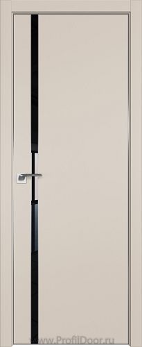 Дверь Profil Doors 122E цвет Санд кромка Матовый Алюминий с 4-х сторон стекло Lacobel Черный лак