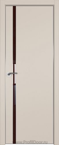 Дверь Profil Doors 122E цвет Санд кромка Матовый Алюминий с 4-х сторон стекло Lacobel Коричневый лак