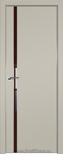Дверь Profil Doors 122E цвет Шеллгрей кромка Матовый Алюминий с 4-х сторон стекло Lacobel Коричневый лак
