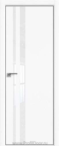 Дверь Profil Doors 16E цвет Аляска кромка BLACK EDITION с 4-х сторон стекло Lacobel Белый лак