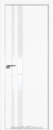 Дверь Profil Doors 16E цвет Аляска кромка Матовый Алюминий с 4-х сторон стекло Lacobel Белый лак