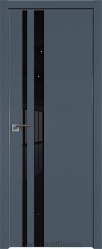 Дверь Profil Doors 16E цвет Антрацит кромка Матовый Алюминий с 4-х сторон стекло Lacobel Черный лак