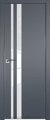 Дверь Profil Doors 16E цвет Антрацит кромка Матовый Алюминий с 4-х сторон стекло Lacobel лак Классик