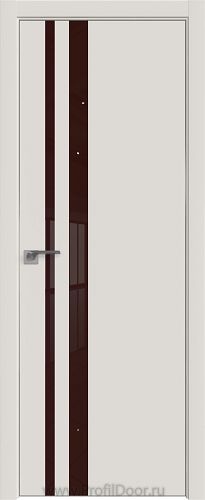 Дверь Profil Doors 16E цвет ДаркВайт кромка Матовый Алюминий с 4-х сторон стекло Lacobel Коричневый лак