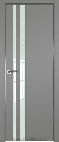 Дверь Profil Doors 16E цвет Грей кромка Матовый Алюминий с 4-х сторон стекло Lacobel Белый лак