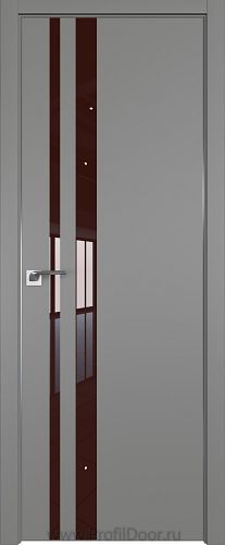 Дверь Profil Doors 16E цвет Грей кромка Матовый Алюминий с 4-х сторон стекло Lacobel Коричневый лак