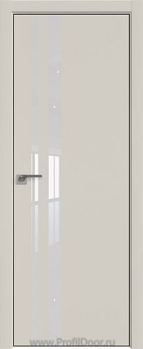Дверь Profil Doors 16E цвет Магнолия Сатинат кромка BLACK EDITION с 4-х сторон стекло Lacobel Белый лак