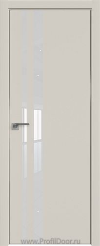 Дверь Profil Doors 16E цвет Магнолия Сатинат кромка Матовый Алюминий с 4-х сторон стекло Lacobel Белый лак