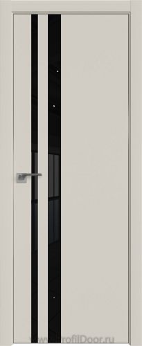 Дверь Profil Doors 16E цвет Магнолия Сатинат кромка Матовый Алюминий с 4-х сторон стекло Lacobel Черный лак