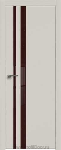 Дверь Profil Doors 16E цвет Магнолия Сатинат кромка Матовый Алюминий с 4-х сторон стекло Lacobel Коричневый лак