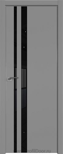 Дверь Profil Doors 16E цвет Манхэттен кромка Матовый Алюминий с 4-х сторон стекло Lacobel Черный лак