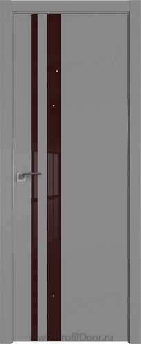 Дверь Profil Doors 16E цвет Манхэттен кромка Матовый Алюминий с 4-х сторон стекло Lacobel Коричневый лак
