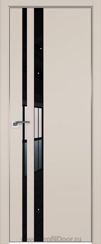 Дверь Profil Doors 16E цвет Санд кромка Матовый Алюминий с 4-х сторон стекло Lacobel Черный лак