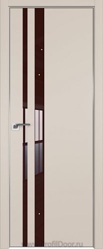 Дверь Profil Doors 16E цвет Санд кромка Матовый Алюминий с 4-х сторон стекло Lacobel Коричневый лак