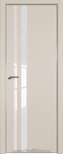 Дверь Profil Doors 16E цвет Санд кромка Матовый Алюминий с 4-х сторон стекло Lacobel лак Классик