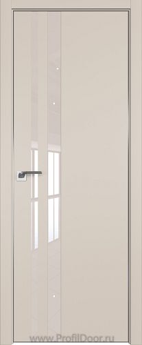 Дверь Profil Doors 16E цвет Санд кромка Матовый Алюминий с 4-х сторон стекло Lacobel Перламутровый лак