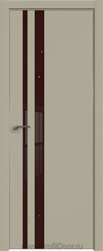 Дверь Profil Doors 16E цвет Шеллгрей кромка Матовый Алюминий с 4-х сторон стекло Lacobel Коричневый лак