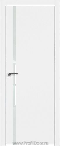 Дверь Profil Doors 22E цвет Аляска кромка Матовый Алюминий с 4-х сторон стекло Lacobel Белый лак